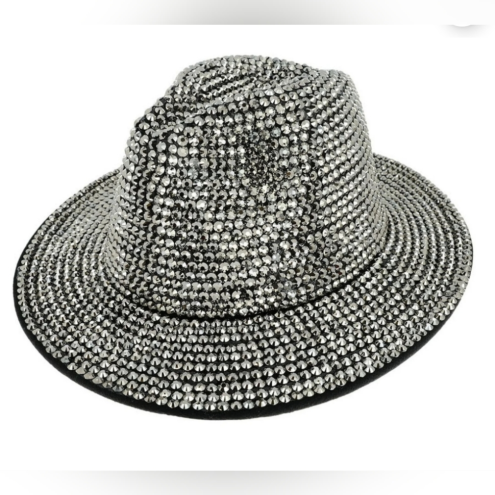 Glamorous Silver Rhinestone Hat - Picture 2 of 11